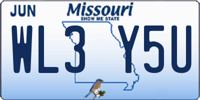 MO license plate WL3Y5U