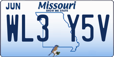 MO license plate WL3Y5V