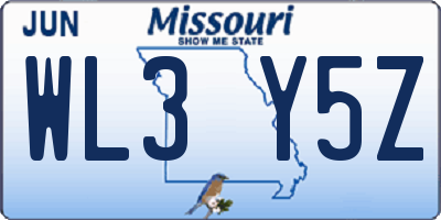 MO license plate WL3Y5Z