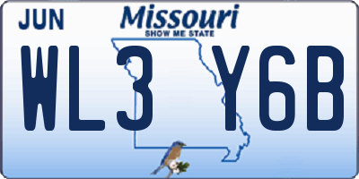 MO license plate WL3Y6B