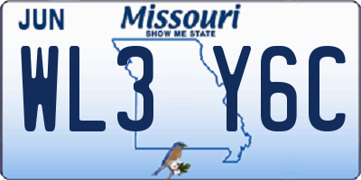 MO license plate WL3Y6C