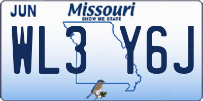 MO license plate WL3Y6J