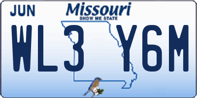MO license plate WL3Y6M