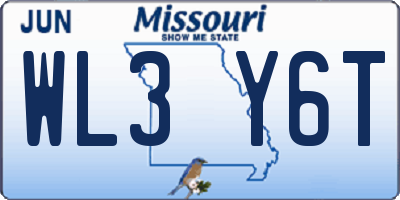 MO license plate WL3Y6T