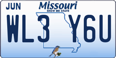 MO license plate WL3Y6U