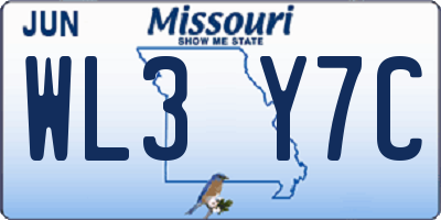 MO license plate WL3Y7C