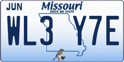 MO license plate WL3Y7E