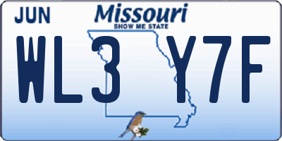 MO license plate WL3Y7F