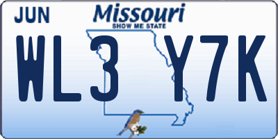 MO license plate WL3Y7K