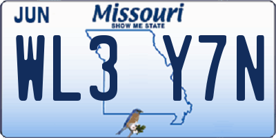 MO license plate WL3Y7N
