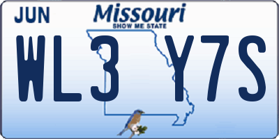 MO license plate WL3Y7S
