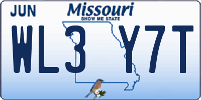 MO license plate WL3Y7T