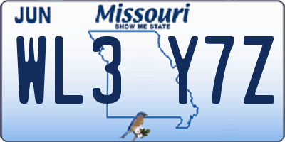 MO license plate WL3Y7Z