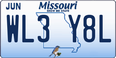 MO license plate WL3Y8L