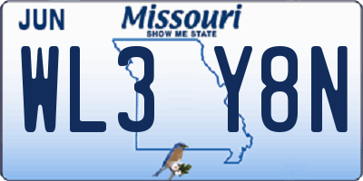 MO license plate WL3Y8N