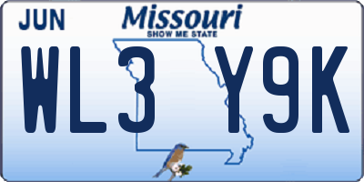 MO license plate WL3Y9K
