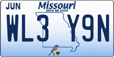 MO license plate WL3Y9N