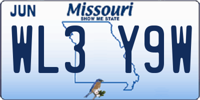 MO license plate WL3Y9W