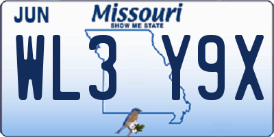 MO license plate WL3Y9X