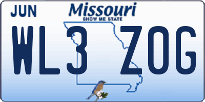 MO license plate WL3Z0G
