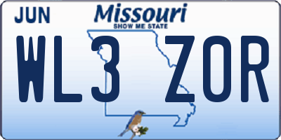 MO license plate WL3Z0R