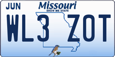 MO license plate WL3Z0T