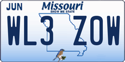 MO license plate WL3Z0W