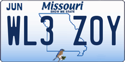 MO license plate WL3Z0Y