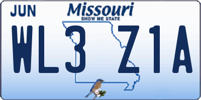 MO license plate WL3Z1A