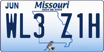 MO license plate WL3Z1H