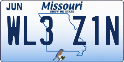 MO license plate WL3Z1N