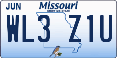 MO license plate WL3Z1U