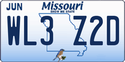 MO license plate WL3Z2D