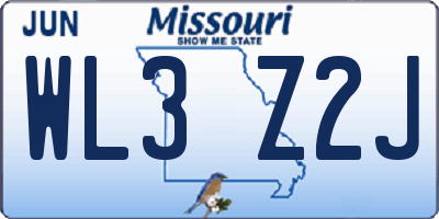 MO license plate WL3Z2J