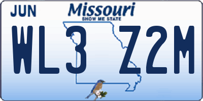 MO license plate WL3Z2M