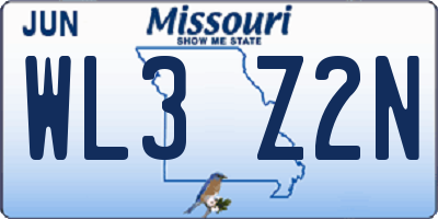 MO license plate WL3Z2N