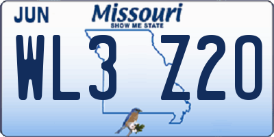 MO license plate WL3Z2O