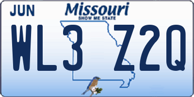 MO license plate WL3Z2Q