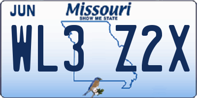 MO license plate WL3Z2X