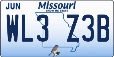 MO license plate WL3Z3B