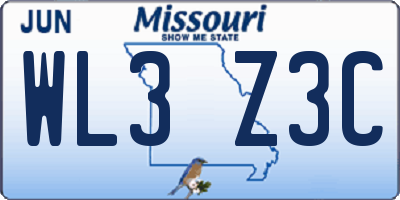 MO license plate WL3Z3C