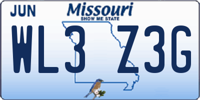 MO license plate WL3Z3G