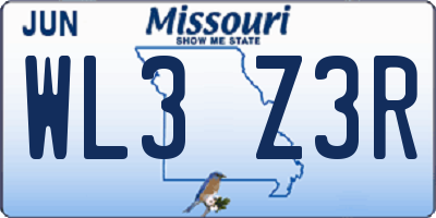 MO license plate WL3Z3R