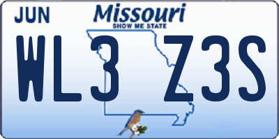 MO license plate WL3Z3S