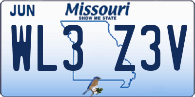 MO license plate WL3Z3V