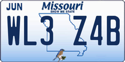 MO license plate WL3Z4B