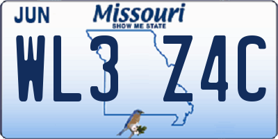 MO license plate WL3Z4C