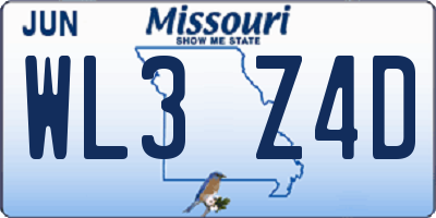 MO license plate WL3Z4D