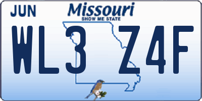 MO license plate WL3Z4F