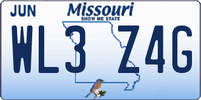 MO license plate WL3Z4G